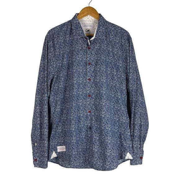 A Fish Named Fred Button Down Shirt Long‎ Sleeves Cotton Size L - Picture 1 of 11